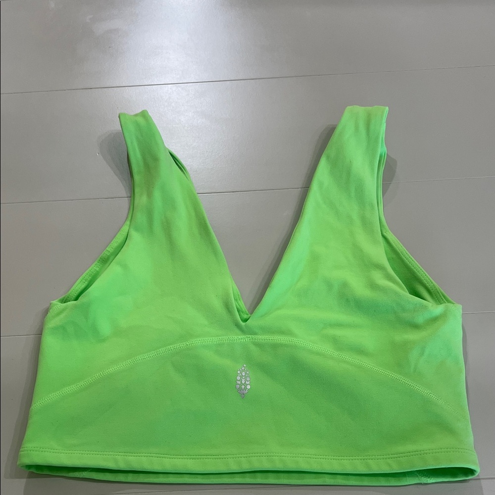 Free People Neon Green V-Neck Sports Bra